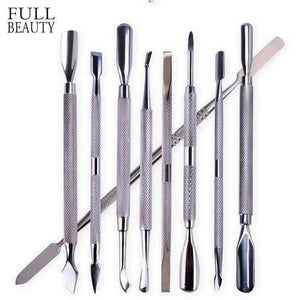 Planet Gates Beauty Nail Art Cuticle Remover Sets Steel Double-ended Manicure Pedicure Pusher Fork Knife Trimmer Tools 9pcs/kit CH1-9