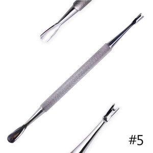 Planet Gates Beauty Nail Art Cuticle Remover Sets Steel Double-ended Manicure Pedicure Pusher Fork Knife Trimmer Tools 9pcs/kit CH1-9
