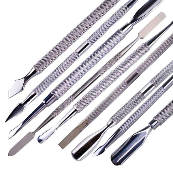 Planet Gates Beauty Nail Art Cuticle Remover Sets Steel Double-ended Manicure Pedicure Pusher Fork Knife Trimmer Tools 9pcs/kit CH1-9