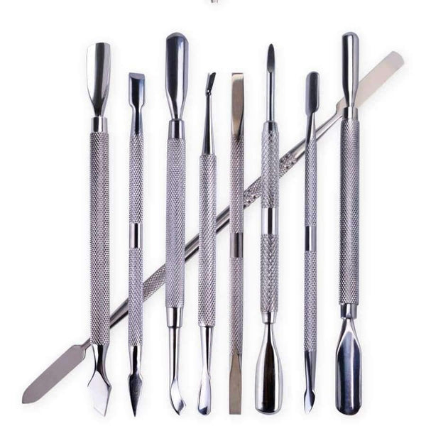 Planet Gates Beauty Nail Art Cuticle Remover Sets Steel Double-ended Manicure Pedicure Pusher Fork Knife Trimmer Tools 9pcs/kit CH1-9