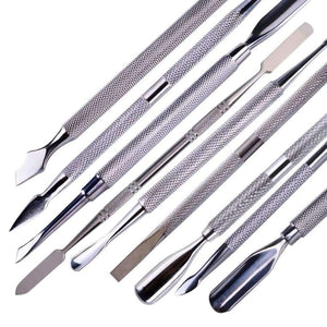 Planet Gates Beauty Nail Art Cuticle Remover Sets Steel Double-ended Manicure Pedicure Pusher Fork Knife Trimmer Tools 9pcs/kit CH1-9