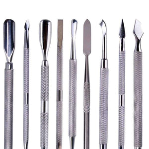 Planet Gates Beauty Nail Art Cuticle Remover Sets Steel Double-ended Manicure Pedicure Pusher Fork Knife Trimmer Tools 9pcs/kit CH1-9
