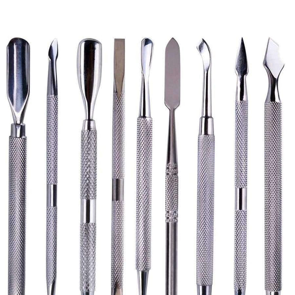Planet Gates Beauty Nail Art Cuticle Remover Sets Steel Double-ended Manicure Pedicure Pusher Fork Knife Trimmer Tools 9pcs/kit CH1-9