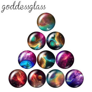 Planet Gates Beauty Out space Planet Cosmic nebula 10pcs mix 12mm/18mm/20mm/25mm Round photo demo glass cabochon flat back Making findings