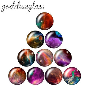 Planet Gates Beauty Out space Planet Cosmic nebula 10pcs mix 12mm/18mm/20mm/25mm Round photo demo glass cabochon flat back Making findings