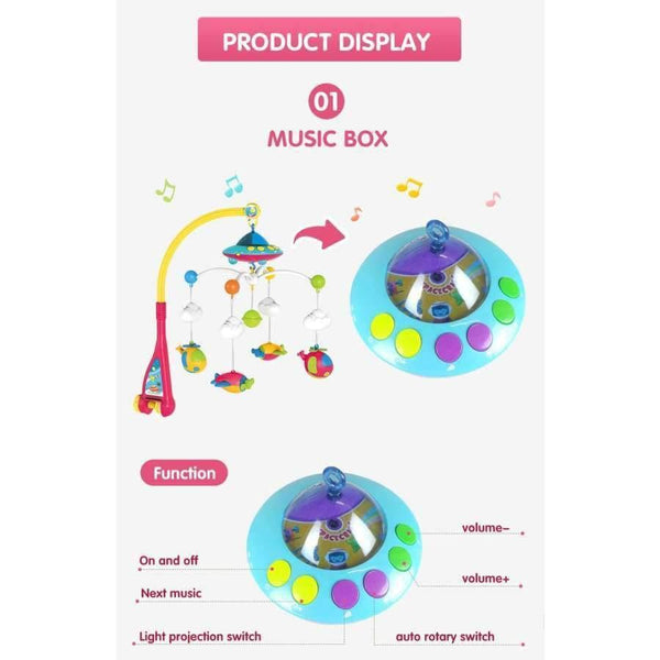 Planet Gates bed bell Huanger Musical Crib Mobile Bed Bell Baby Rattle Rotating Bracket Projecting Toys for 0-12 Months Newborn Kids Christening gift