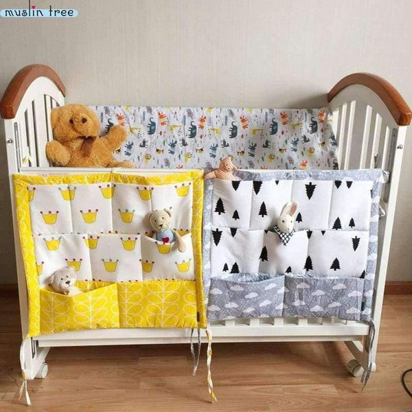 Planet Gates Bed Hanging Storage Bag Baby Cot Bed Brand Baby Cotton Crib Organizer 60*50cm Toy Diaper Pocket for Crib Bedding Set