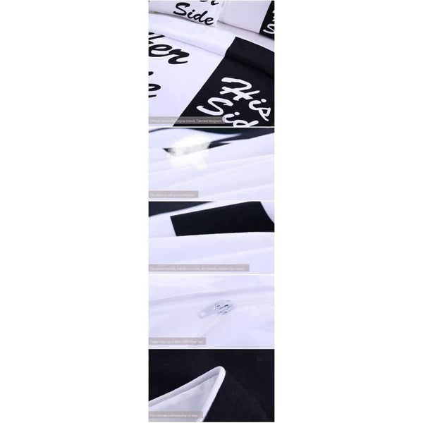 Planet Gates Bedding Black and White Bedding Set His Side & Her Side Couple Home textiles Soft Duvet Cover with Pillowcases 3Pcs Hot