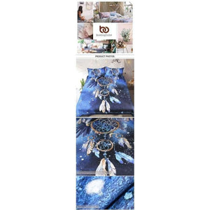 Planet Gates Bedding  Dreamcatcher Bedding Set Queen Size Feather Blue Printed Duvet Cover Boho Bedclothes 3pcs Bald Eagle Home Textiles