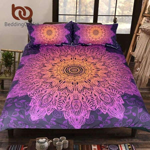 Planet Gates Bedding Outlet Bohemian Flower Bedding Set Gradient Purple Mandala Quilt Cover Set King Size Home Textiles