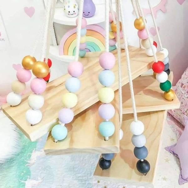 Planet Gates Bedroom Wall Shelf DIY Original Wood Beads Storage Shelf Organization Swing Shelf Home Decor Kids Room Wall Decoration