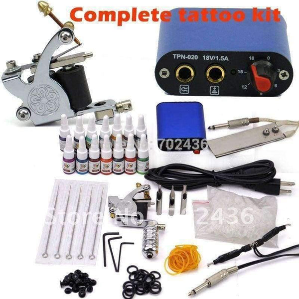 Planet Gates Beginner Rotary Tattoo Kit Tatoo Machine 14 Color Inks professional Tattoo gun Power Supply Power Tip Tube And Needles body art