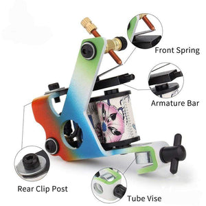 Planet Gates Beginner Tattoo Kit High Quality 8 Wrap Coils Tattoo Gun Machines Grips Needles Tips Power Supply Tatu Tattoo Supplies