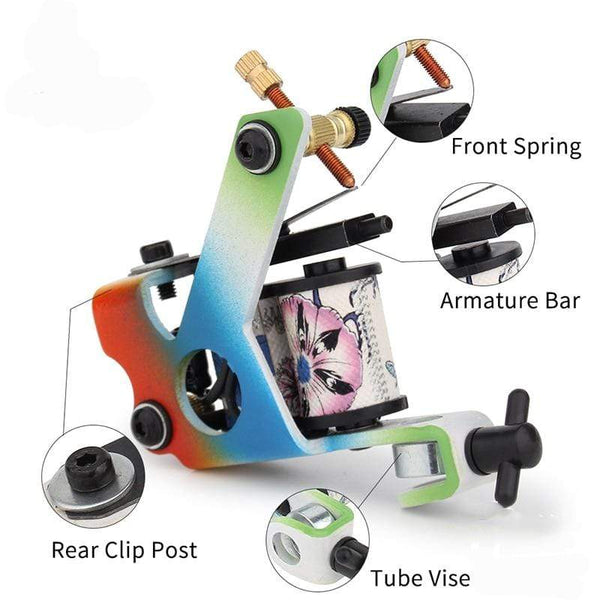 Planet Gates Beginner Tattoo Kit High Quality 8 Wrap Coils Tattoo Gun Machines Grips Needles Tips Power Supply Tatu Tattoo Supplies