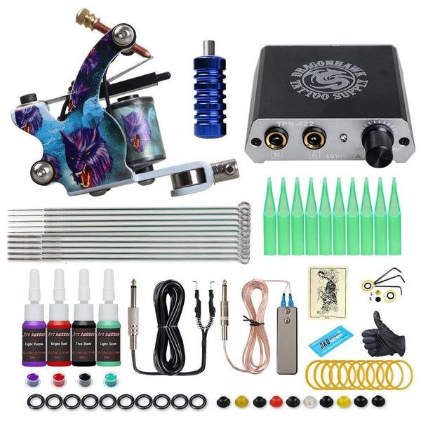 Planet Gates Beginner Tattoo Kit with Hot Sales USA Brand Ink One Machine Complete  Power Supply Dragonhawk Art Pigment