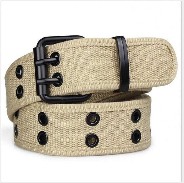 Planet Gates Beige / 110cm Belt  Wholesale Canvas Men's Belt Double Pin Buckle Waistband For Men Canvas Belts Fashion belts