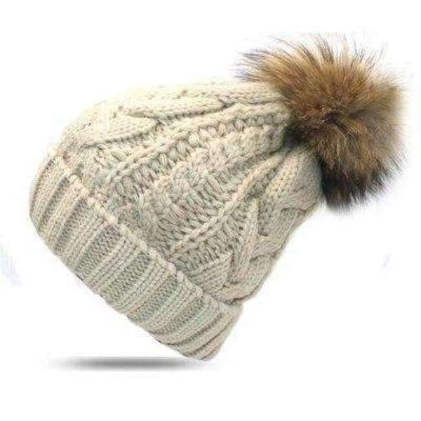 Planet Gates Beige 1Pcs Fashion Autumn Winter Hat For Women Warm Knitted Skullies Pompom Hats Skullies Caps Bonnet Femme Casual Beanies for Ladies