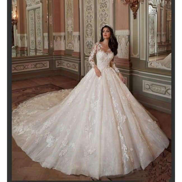 Planet Gates Beige / 2 / 100cm Wedding Dress  Mermaid Wedding Dresses Romantic Bride Dress Custom Made Fashionable Vestidos De Noiva Em Renda