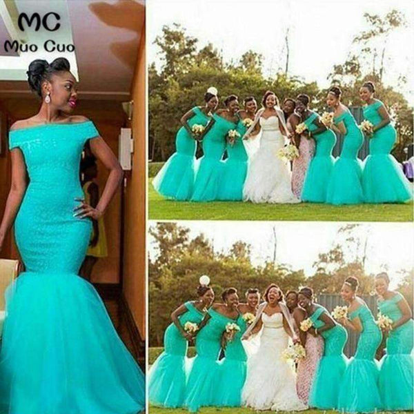 Planet Gates Beige / 2 Bridesmaid Dresses Mermaid Maid Of Honor Gowns For Wedding Off Shoulder Turquoise Bridesmaid Dress