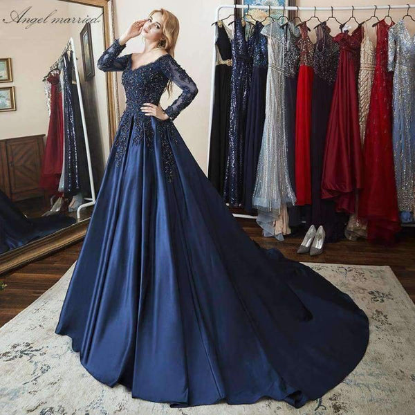 Planet Gates Beige / 2 Evening Dresses navy blue cap sleeve prom gowns applqiues lace mother of bride dress vestido de festa 2018