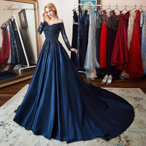 Planet Gates Beige / 2 Evening Dresses navy blue cap sleeve prom gowns applqiues lace mother of bride dress vestido de festa 2018
