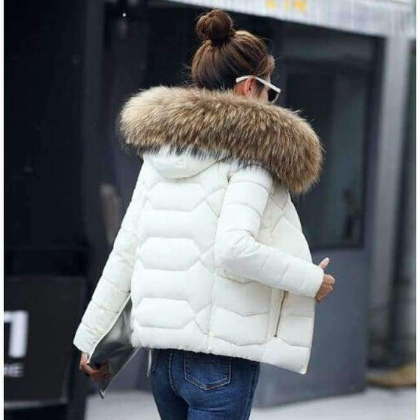 Planet Gates beige 2 / S New Fashion Winter Jacket Women Fake Raccoon Fur Collar Winter Coat Women Parkas Warm Down Jacket Female outerwear