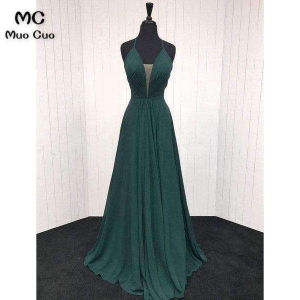 Planet Gates Beige / 2 Teal Wedding Party Dress Deep V-Neck Spaghetti Straps Chiffon Pleat Prom Bridesmaid Dresses for women