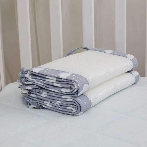Planet Gates Beige 2Pcs/Set Breathable Summer Baby Bedding Bumper Collision Half Around baby bumper crib set Cotton Printing Mesh Safety Rails