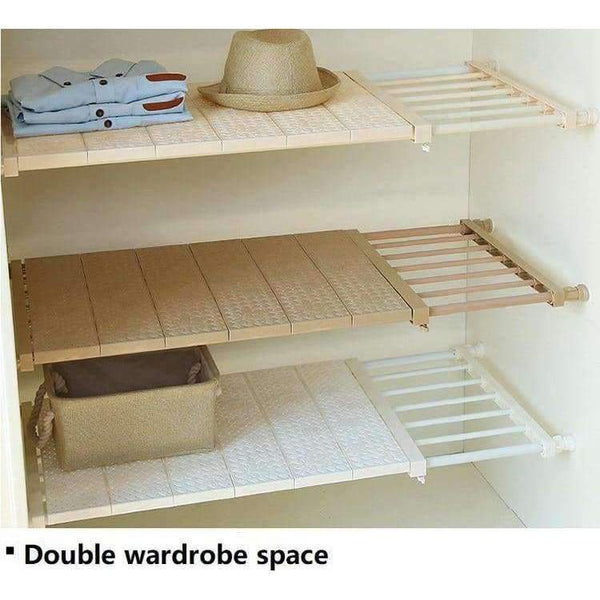 Planet Gates Beige 33-53cm 30cm Adjustable Wardrobe Closet Storage Rack Layered Partition Board Commodity Shelf Wardrobe Partition Storage Rack Kitchen Shelf