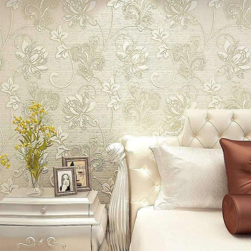 Planet Gates Beige / 53cmX10m Luxury Italian Silk Fabrics Vintage Decor 3D Floral Wall Paper Flower Wallpaper for Bedroom Home Decor Living Room Wall Paper