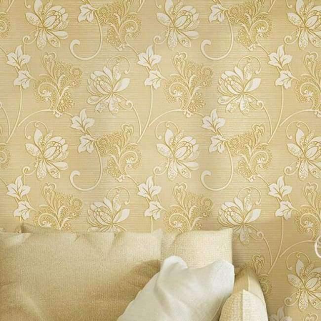 Planet Gates Beige / 53cmX10m Luxury Italian Silk Fabrics Vintage Decor 3D Floral Wall Paper Flower Wallpaper for Bedroom Home Decor Living Room Wall Paper