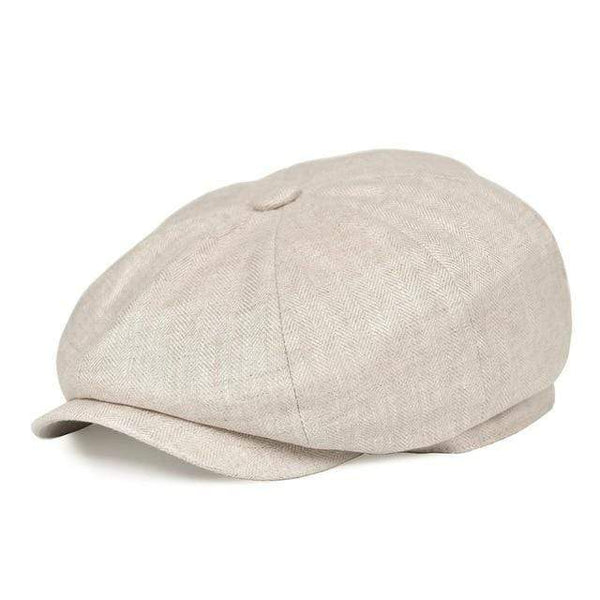 Planet Gates Beige / 56-57 cm Summer Linen Newsboy Cap Men Women Herringbone Bakerboy Caps Lightweight Breathable Flat Hat Apple Beret Hats 007