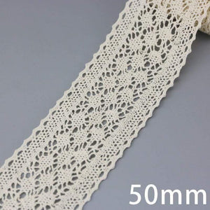Planet Gates Beige (5Meter/roll)  White Cotton Embroidered Lace Net Ribbons Fabric Trim DIY Sewing Handmade Craft Materials