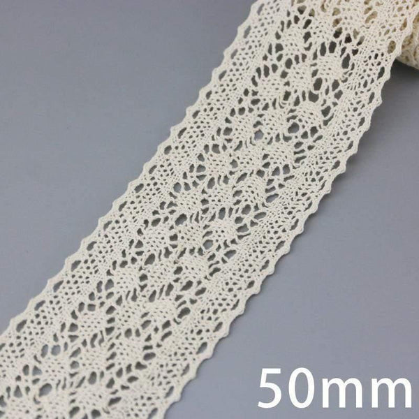 Planet Gates Beige (5Meter/roll)  White Cotton Embroidered Lace Net Ribbons Fabric Trim DIY Sewing Handmade Craft Materials