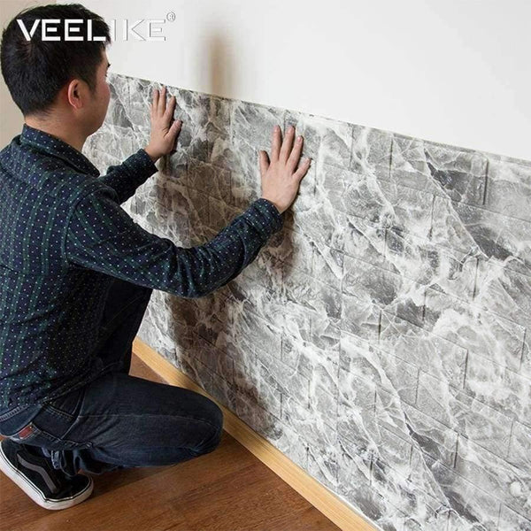 Planet Gates Beige / 70cmX77cm Waterproof Foam Brick 3D Wall Panel DIY Self Adhesive Wallpaper For Kids Room Bedroom Wall Decor 3D Brick Living Room Wall Paper