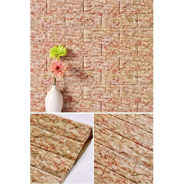 Planet Gates Beige / 70cmX77cm Waterproof Foam Brick 3D Wall Panel DIY Self Adhesive Wallpaper For Kids Room Bedroom Wall Decor 3D Brick Living Room Wall Paper