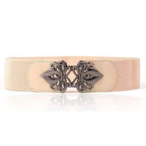 Planet Gates Beige / Asia size 80CM 2018 New Women's Belt Canvas and Artificial Leather Stitching Female Elastic Belts Size 80cm-100cm Women Belt