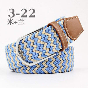 Fashion Wide Belt For Men Women Elastic Knitted Braid Jeans Dress Belt With Leather Metal Buckle Casual Belt For Unisex