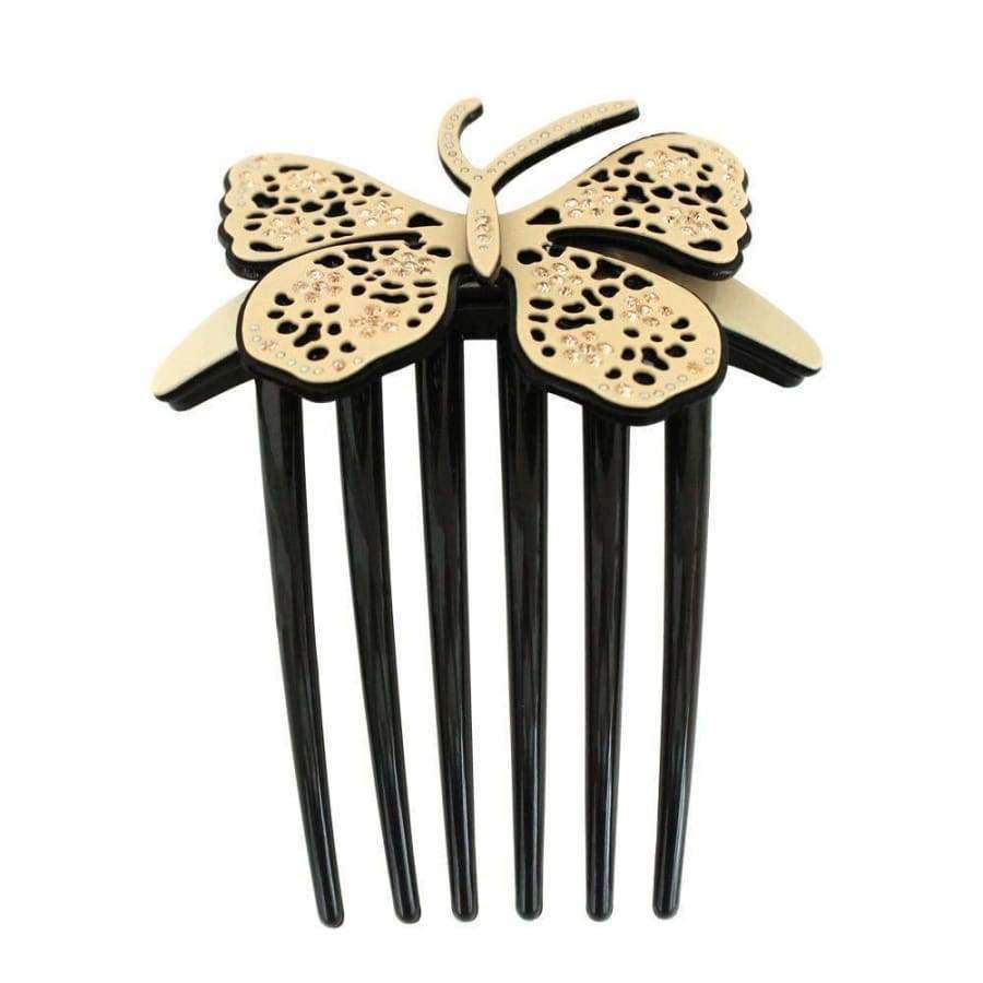 Planet Gates beige Butterfly Hair Comb Pin Barrette Jewelry Ornament Accessories for Women Girls Cellulose Acetate Clip Comb Claw Wedding Party