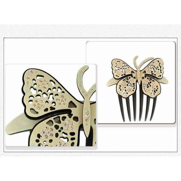 Planet Gates beige Butterfly Hair Comb Pin Barrette Jewelry Ornament Accessories for Women Girls Cellulose Acetate Clip Comb Claw Wedding Party