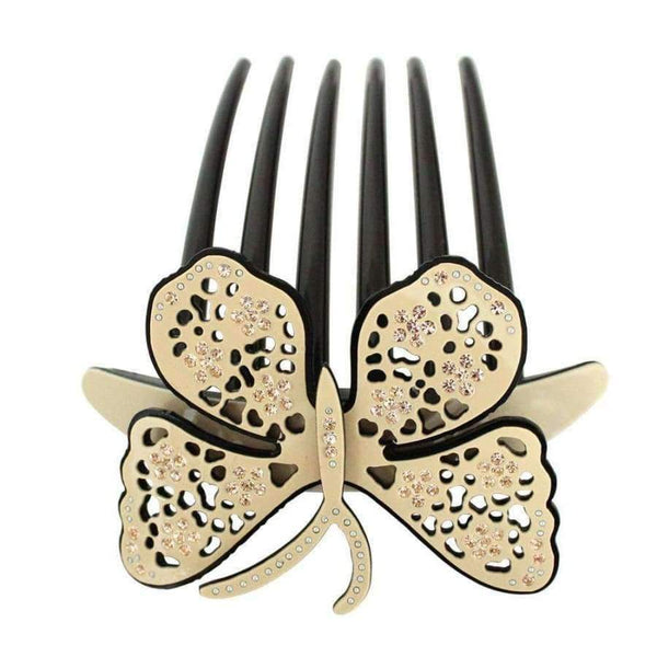 Planet Gates beige Butterfly Hair Comb Pin Barrette Jewelry Ornament Accessories for Women Girls Cellulose Acetate Clip Comb Claw Wedding Party