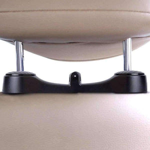 Planet Gates Beige Car Headrest Hooks Universal Vehicle Back Seat Hanger Hook with Phone Holder for Bag Purse Cloth Grocery 2 in 1