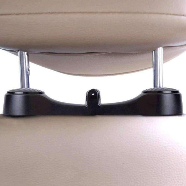 Planet Gates Beige Car Headrest Hooks Universal Vehicle Back Seat Hanger Hook with Phone Holder for Bag Purse Cloth Grocery 2 in 1