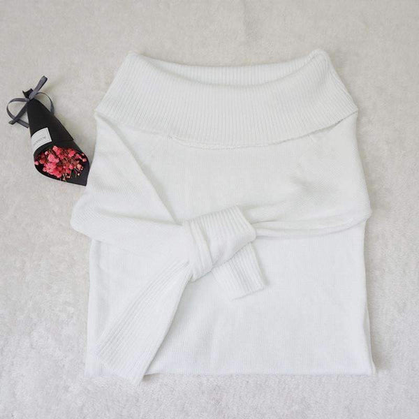 Planet Gates Beige / China European And American Autumn And Winter Collar Collar Off-shoulder Sexy Slim Sweater Skirt Knitted Sweater Women