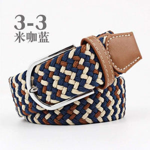 Fashion Wide Belt For Men Women Elastic Knitted Braid Jeans Dress Belt With Leather Metal Buckle Casual Belt For Unisex