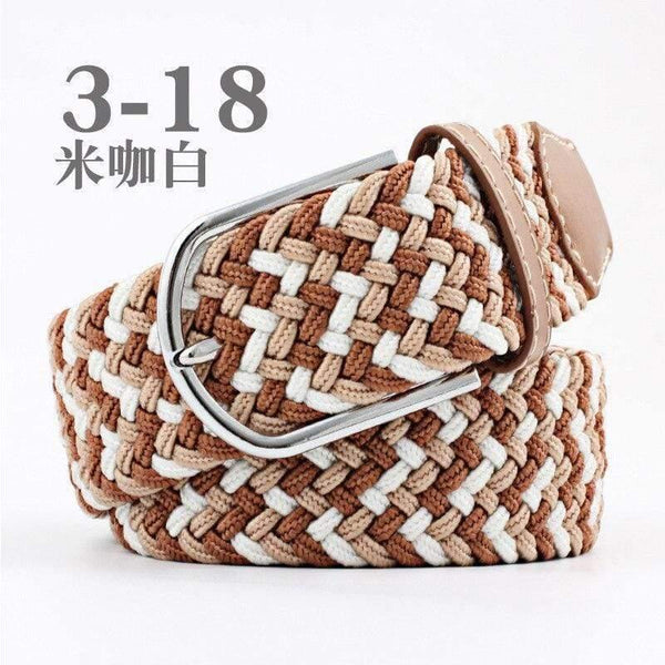 Fashion Wide Belt For Men Women Elastic Knitted Braid Jeans Dress Belt With Leather Metal Buckle Casual Belt For Unisex