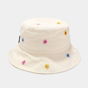 Planet Gates Beige Cotton flower embroidery Bucket Hat Fisherman Hat outdoor travel hat Sun Cap Hats for Men and Women 250