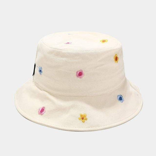 Planet Gates Beige Cotton flower embroidery Bucket Hat Fisherman Hat outdoor travel hat Sun Cap Hats for Men and Women 250