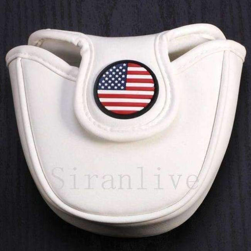 Planet Gates Beige Golf Mallet Head Cover Putter Cover with Magnetic Closure Golf Headcover  Free Shipping