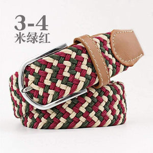 Fashion Wide Belt For Men Women Elastic Knitted Braid Jeans Dress Belt With Leather Metal Buckle Casual Belt For Unisex